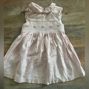 Vintage Laura Ashley Pink Smocked Floral Sundress with Flutter Sleeves Cotton